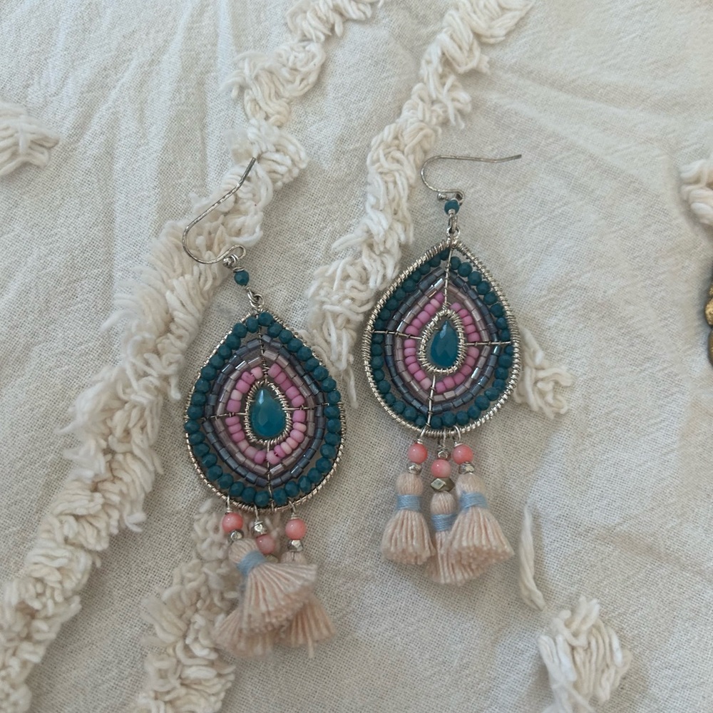 Tassel Beaded Dangling Earrings